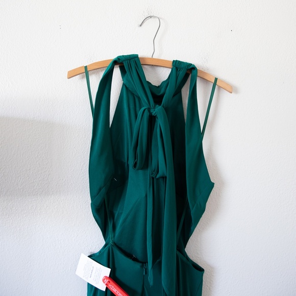 Ieena for Mac Duggal Tie Halter Jersey Dress in Emerald Green - Picture 9 of 10